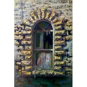 Hanif Shahzad, Old Window II , 32 x 48 Inch, Oil on Canvas,  Landscape Painting, AC-HNS-093